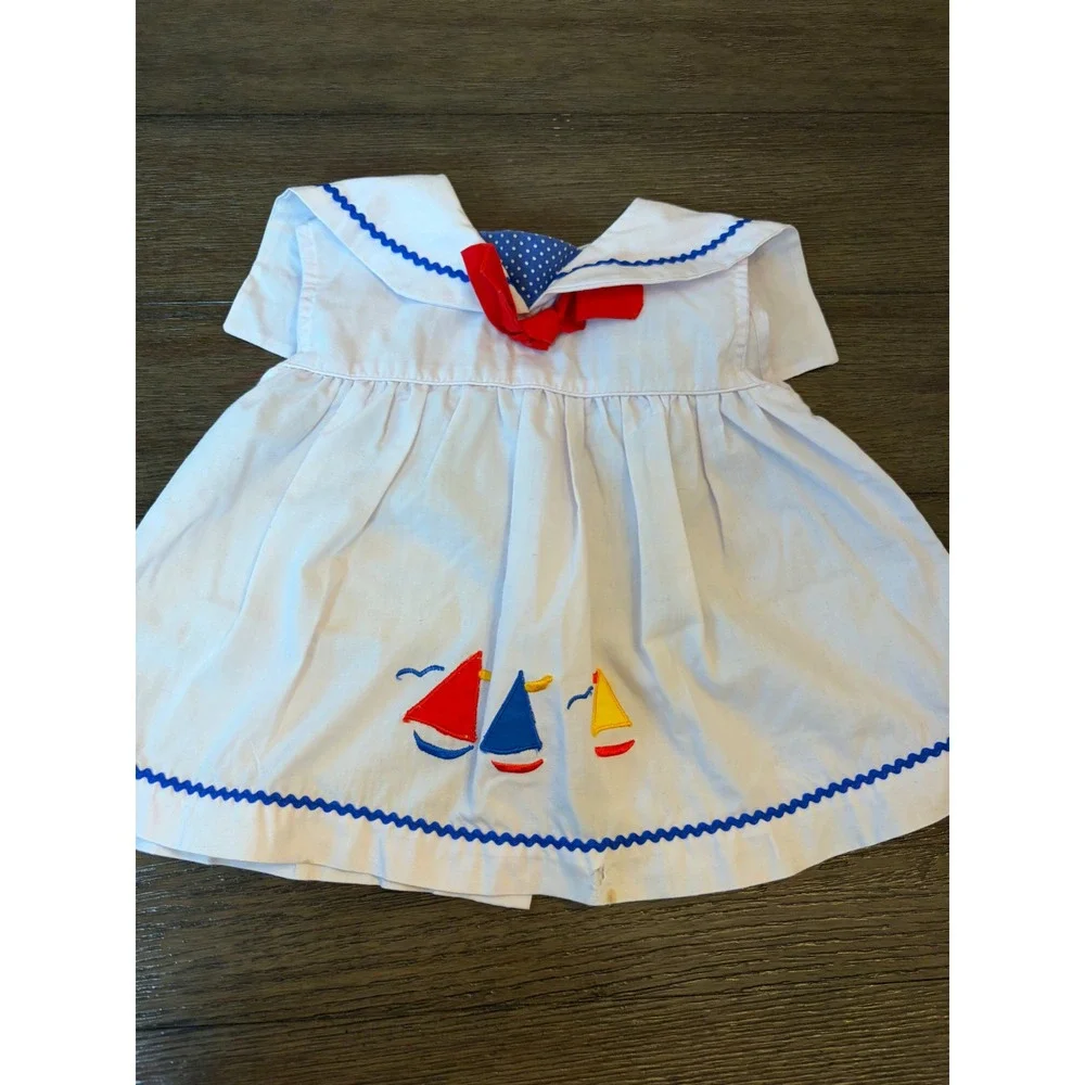 Color Kids Sailor Set Toddler 24M Nautical Sailboat Bloomer Polka Dot White Blue